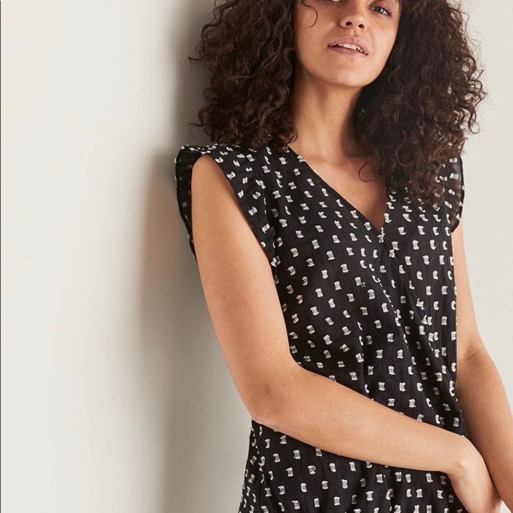 Wrap blouse with flutter sleeves